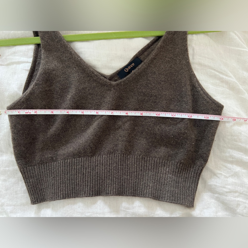 Quince Mongolian Cashmere Cropped Tank- Brown - Picture 5 of 6